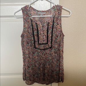 Daniel Rainn Pink and Black Sleeveless Blouse with Bib Collar